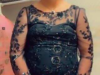 Pantyluvn sissy cumming in navy sequins dress and glasses