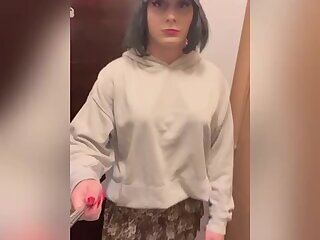 Slut sissy public walk and flashing